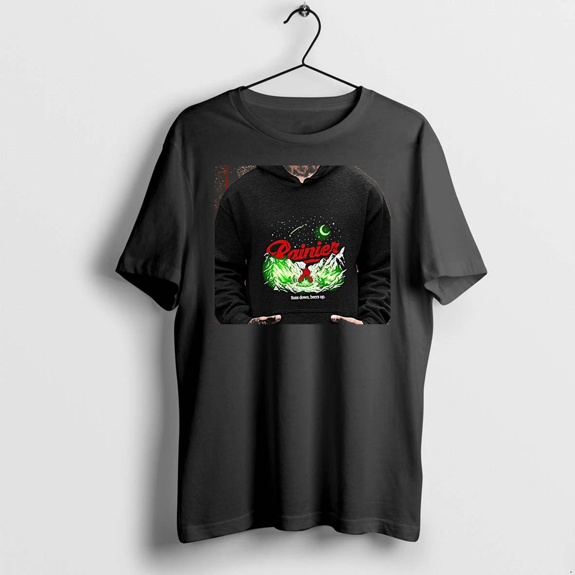 Officials Rainier Beer Mountains Camping Suns Down Beers Up Premium T Shirt