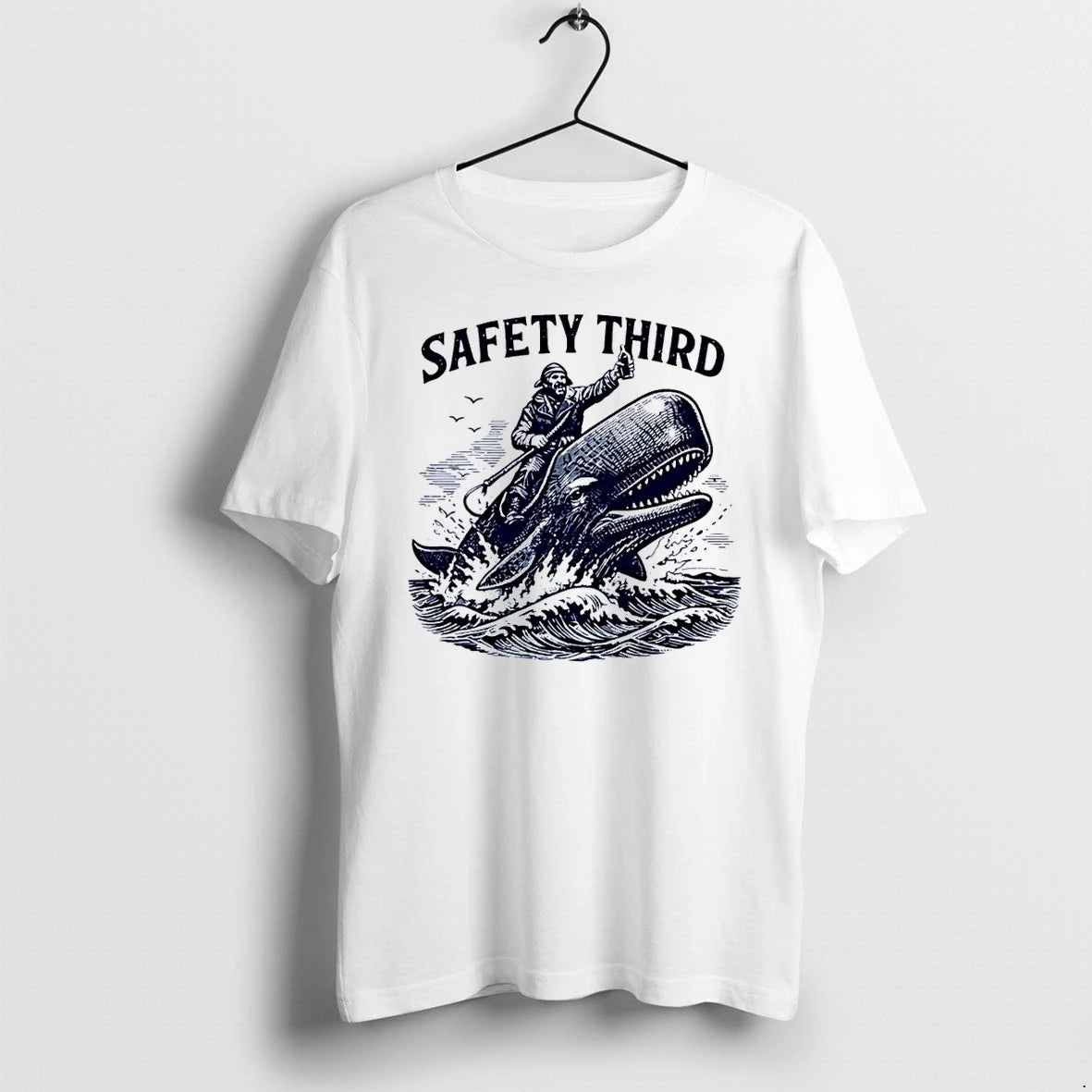 Officials Safety Third Sailor Riding A Whale White Premium T Shirt