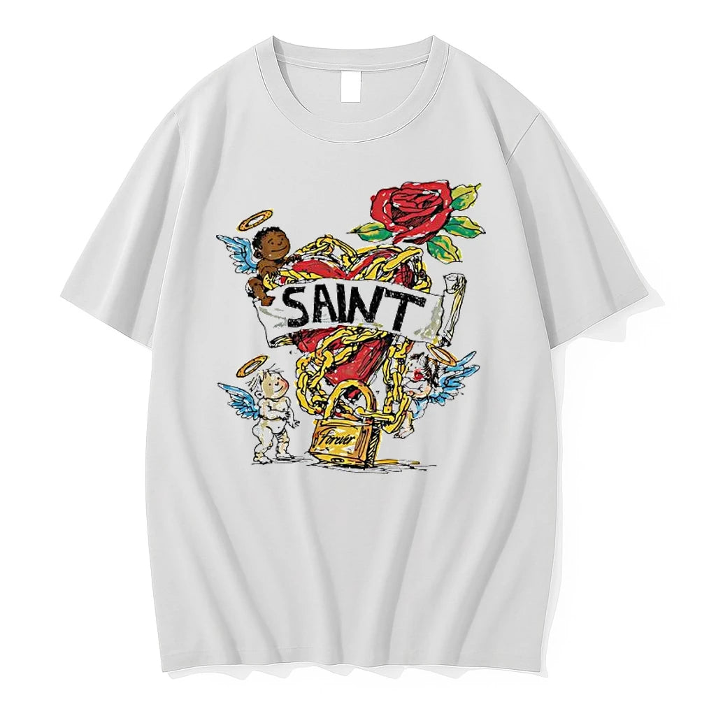 Officials Saint Forever Angel Cupid Rose Heart Premium T Shirt