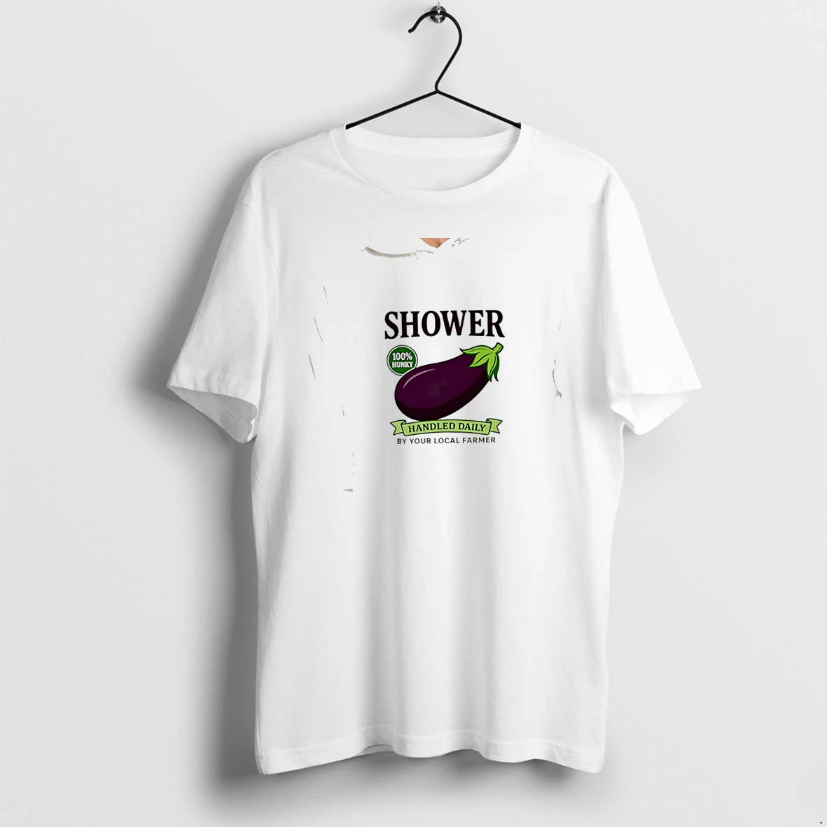 Officials Shower Percent Hunky Handled Daily By Your Local Farmer Eggplant Premium T Shirt
