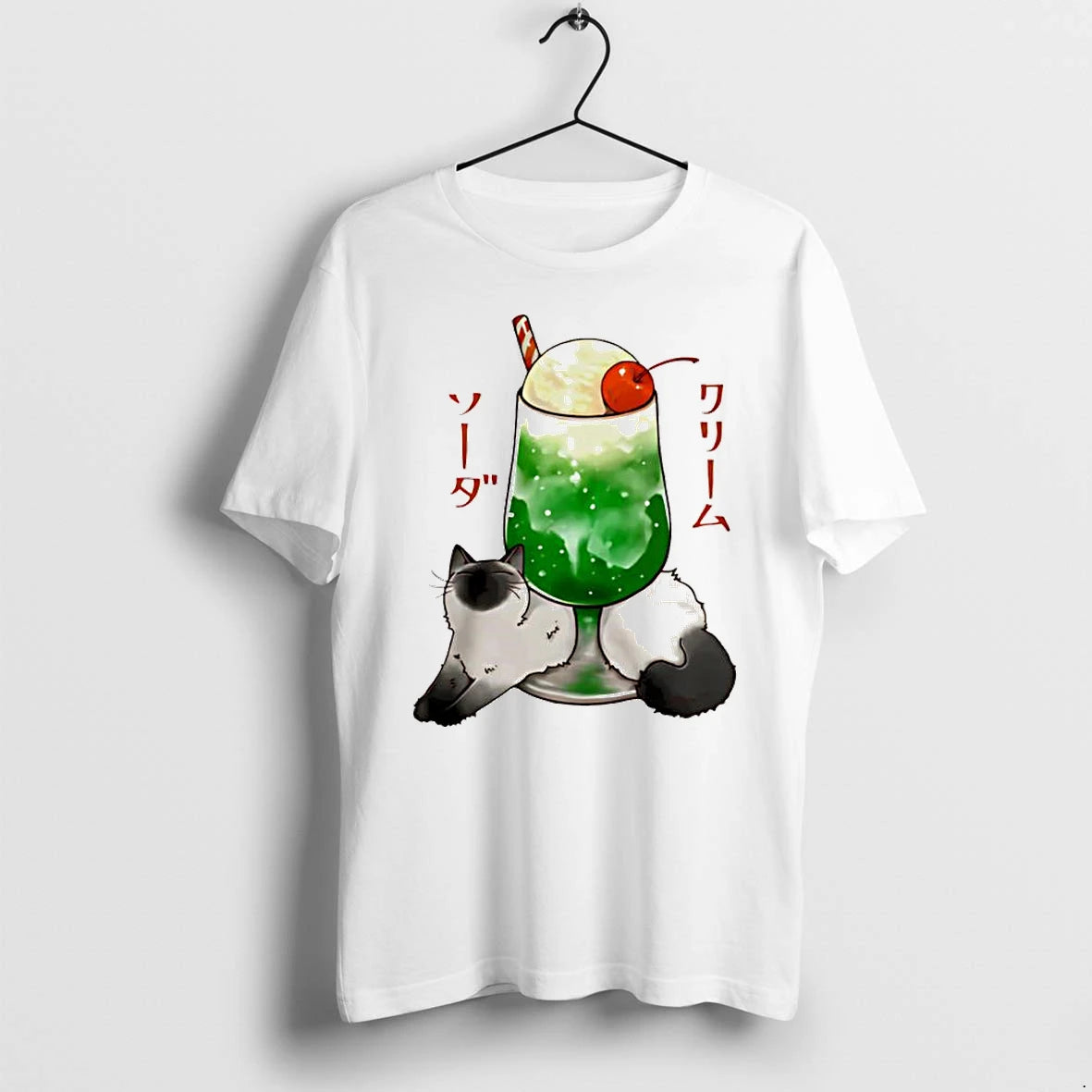 Officials Siamese Cat Melon Cream Soda Soda Kurimu Japanese Characters Women Premium T Shirt