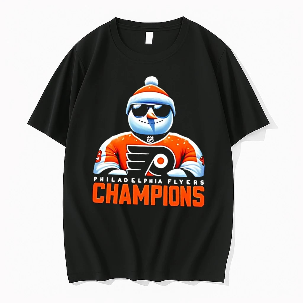 Officials Snowman Celebrating Philadelphia Flyers Champions Black Premium T Shirt