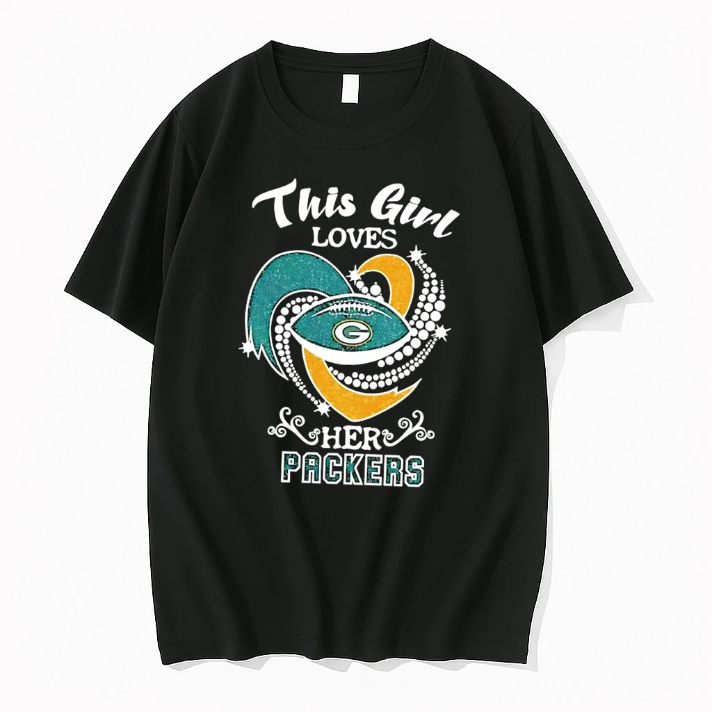 Officials This Girl Loves Her Packers Football Fan Apparel Black Premium T Shirt
