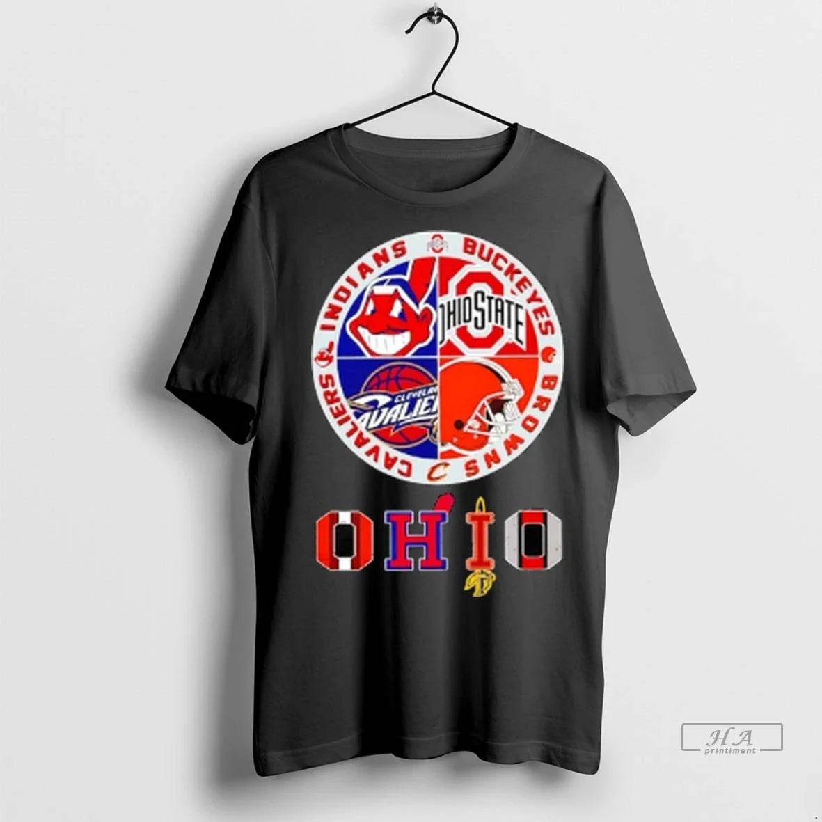 Officials Trendy Ohio Sports Team Indians Buckeyes Browns And Cavaliers Circle Logo Shirt Sweater