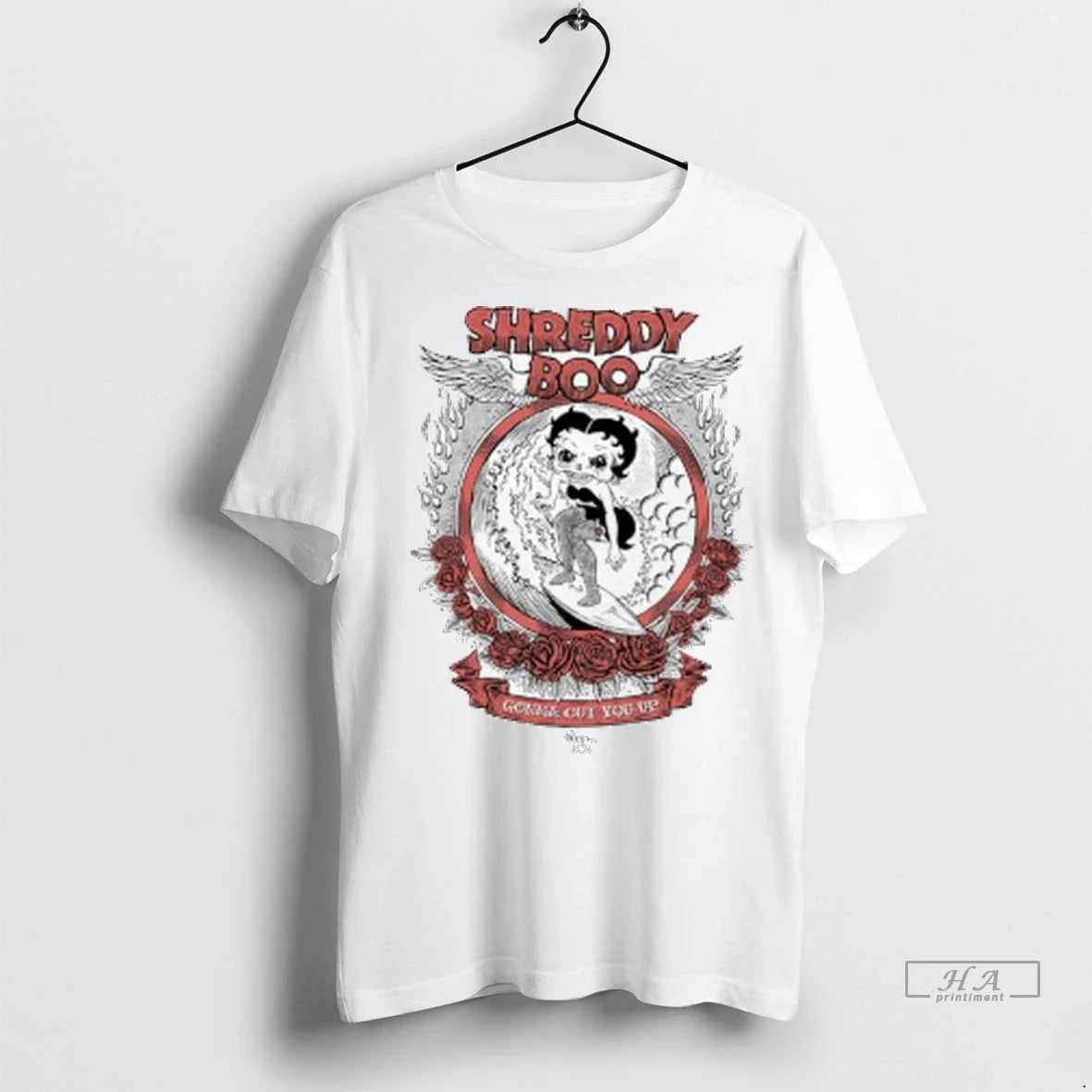Officials Trendy Shreddy Boo Gonna Cut You Up Wreath Of Red Roses Ladies Shirt Sweater