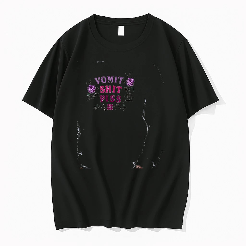Officials Vomit Shit Piss Floral Design Embroidery Premium T Shirt