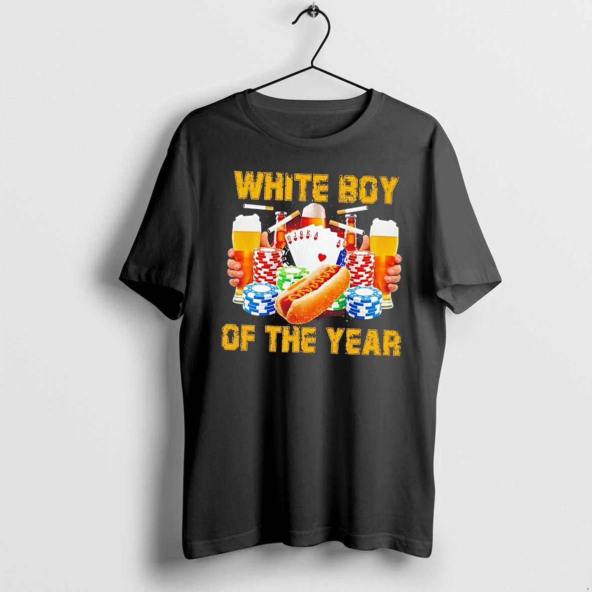 Officials White Boy Of The Year Poker Beer And Hot Dog Tee