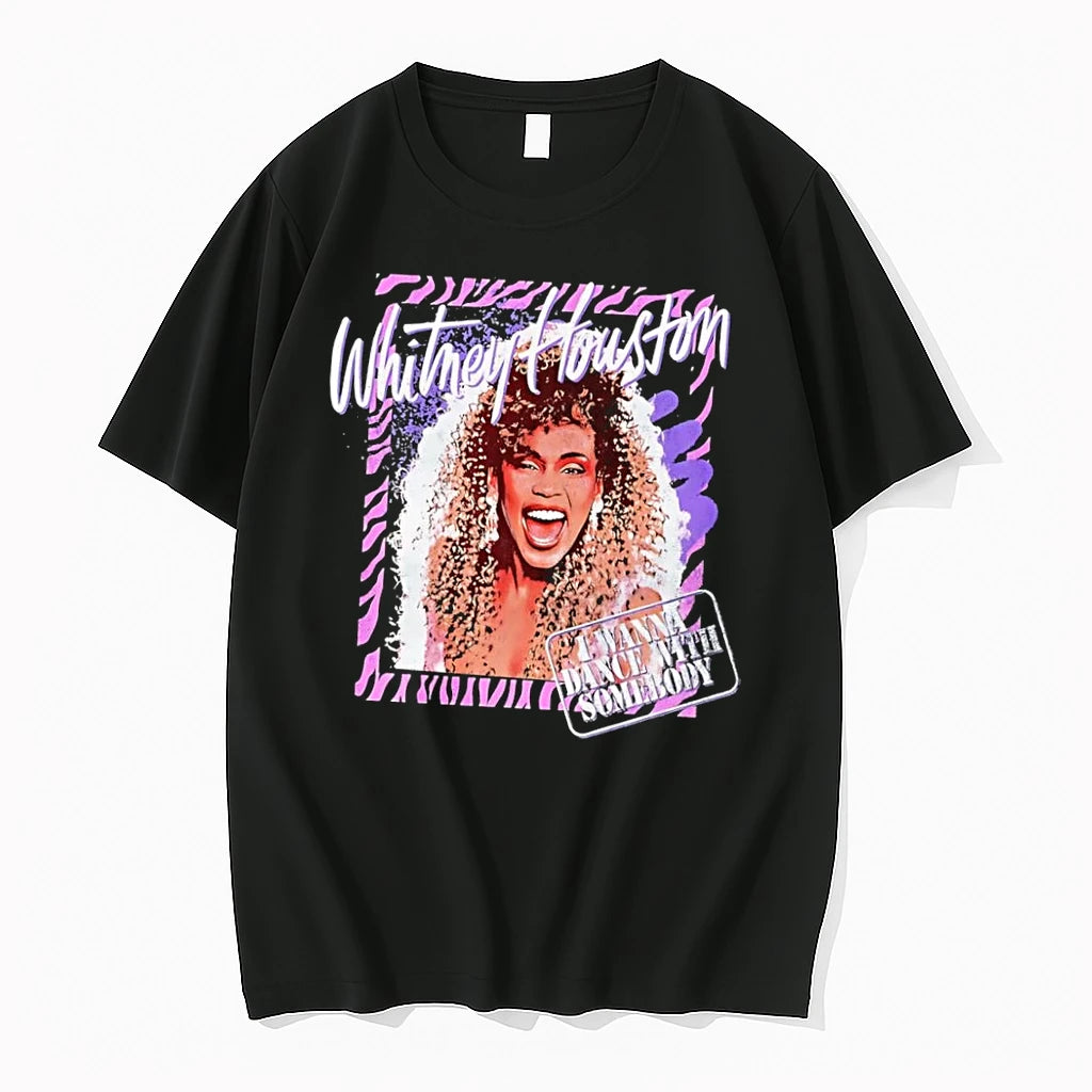 Officials Whitney Houston Singing I Wanna Dance With Somebody Black Premium T Shirt