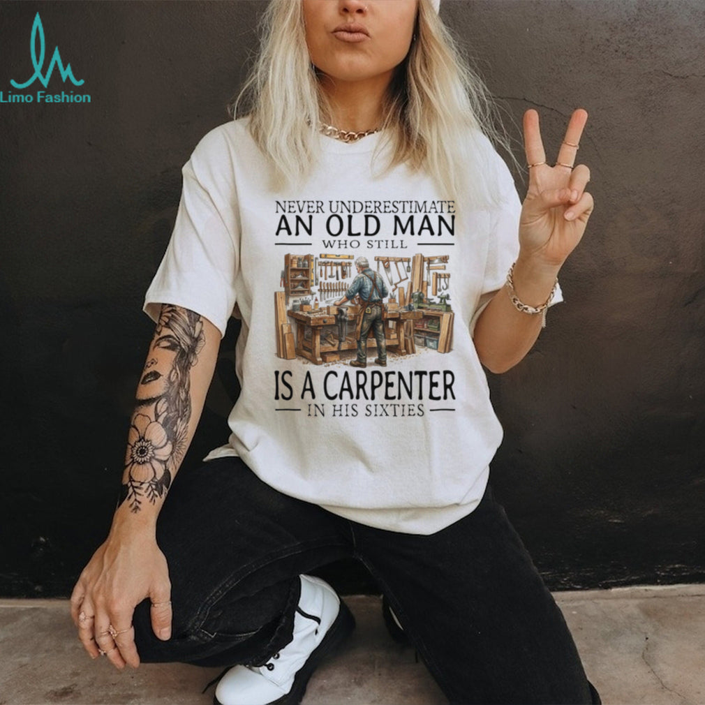 Old Man Carpenter Woodworking Workshop Hobby In His Sixties Shirt