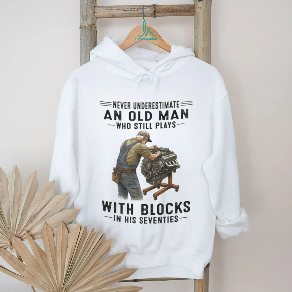 Old Man Mechanic Engine Enthusiast Never Underestimate Graphic Shirt