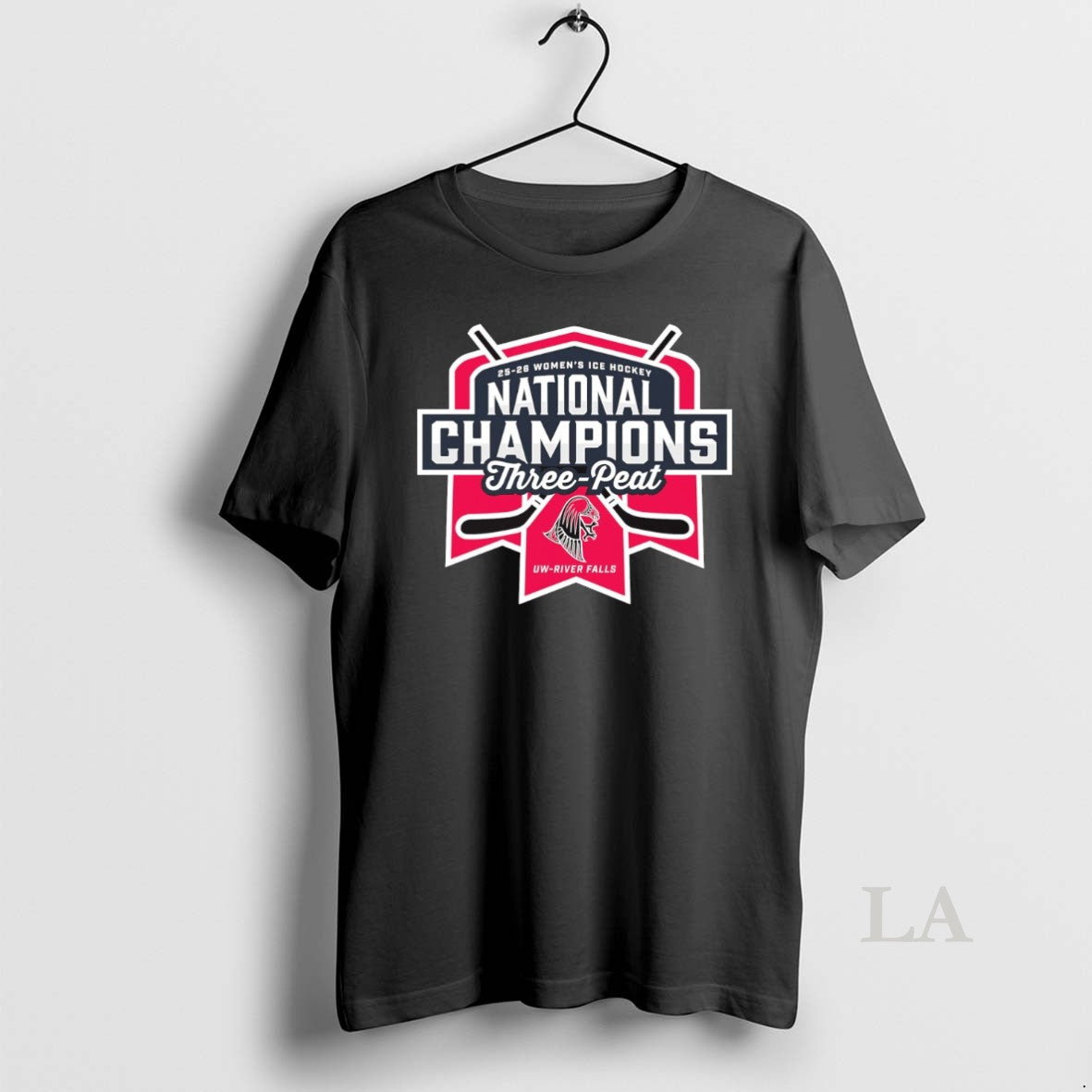 Original 2025 26 Womens Ice Hockey National Champions Three Peat Uw River Falls Logo