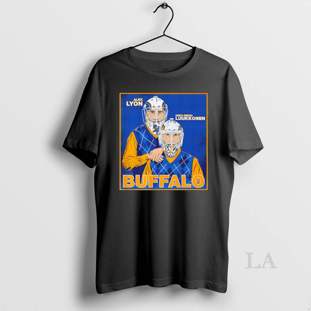 Original Alex Lyon And Ukko Pekka Luukkonen Buffalo Sabres Nhl Family Portrait Step Brothers