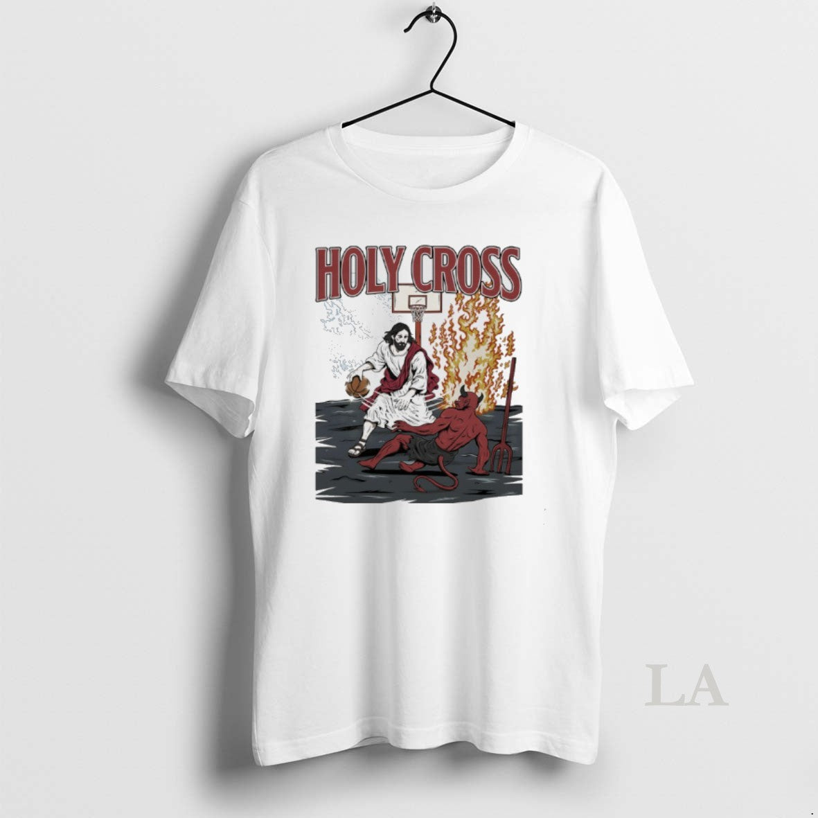 Original Jesus Vs Devil Holy Cross Basketball