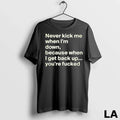 Original Never Kick Me When Im Down Because When I Get Back Up Youre Fcked