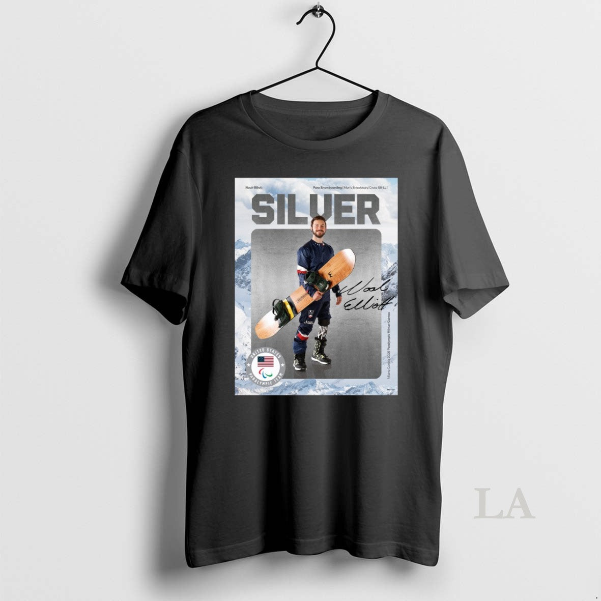 Original Noah Elliott Para Snowboarding Mens Snowboard Cross Sb Ll1 Silver Medal Signature