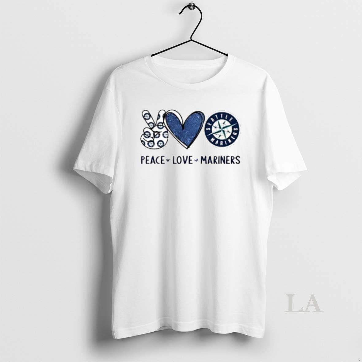 Original Peace Love Mariners Seattle Baseball Hand Heart Graphics