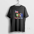 Original Philadelphia City Sports Mascot Front Of An American Flag