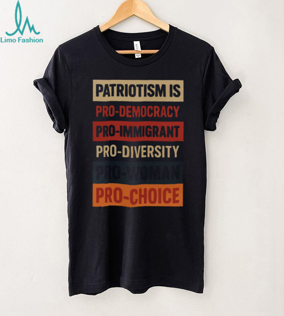 Patriotism Is Pro Democracy Retro Color Block T Shirt