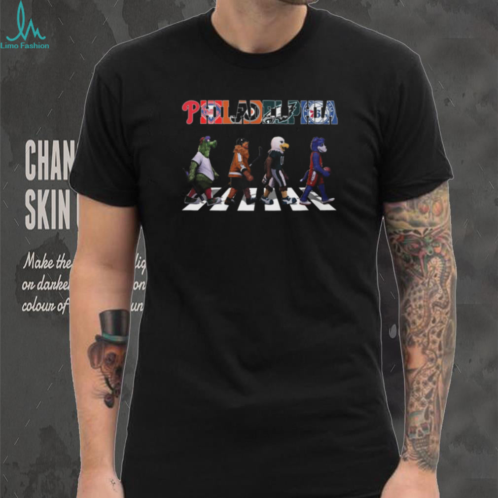 Philadelphia Sports Mascots Abbey Road Crossing Teams T Shirt