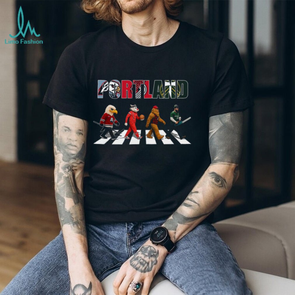 Portland Sports Teams Mascots Abbey Road Walking Shirt