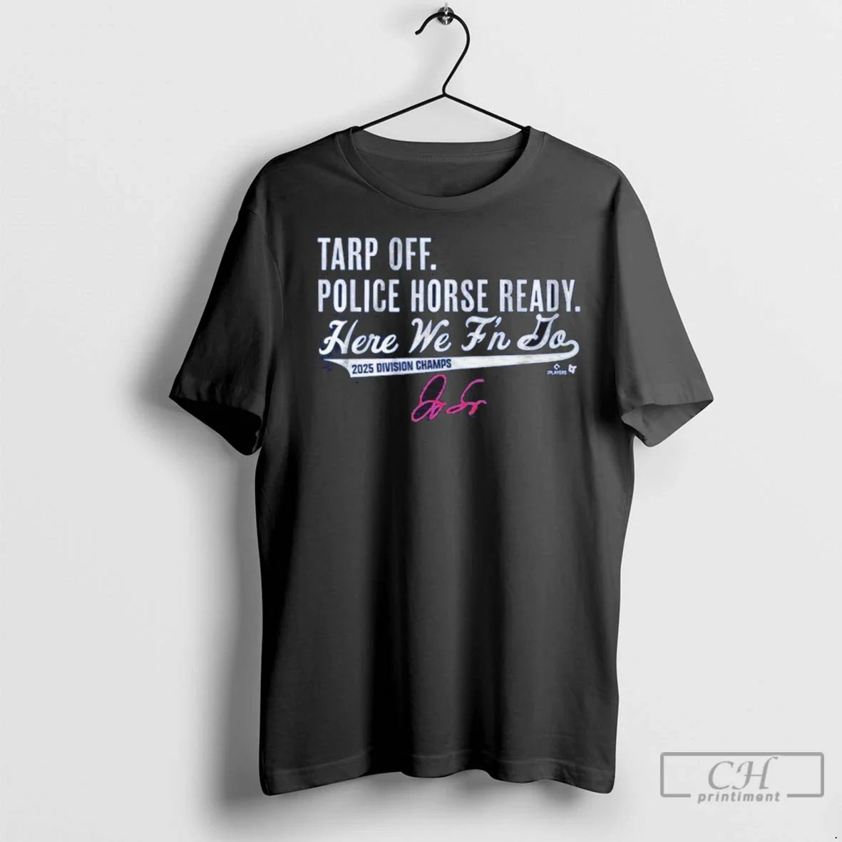 Premium George Springer Tarp Off Police Horse Ready