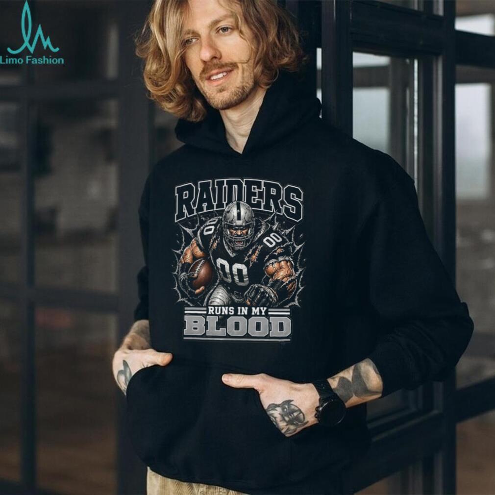 Raiders Football Runs In My Blood Vintage Retro Sports Fan Apparel For Men Women Shirt