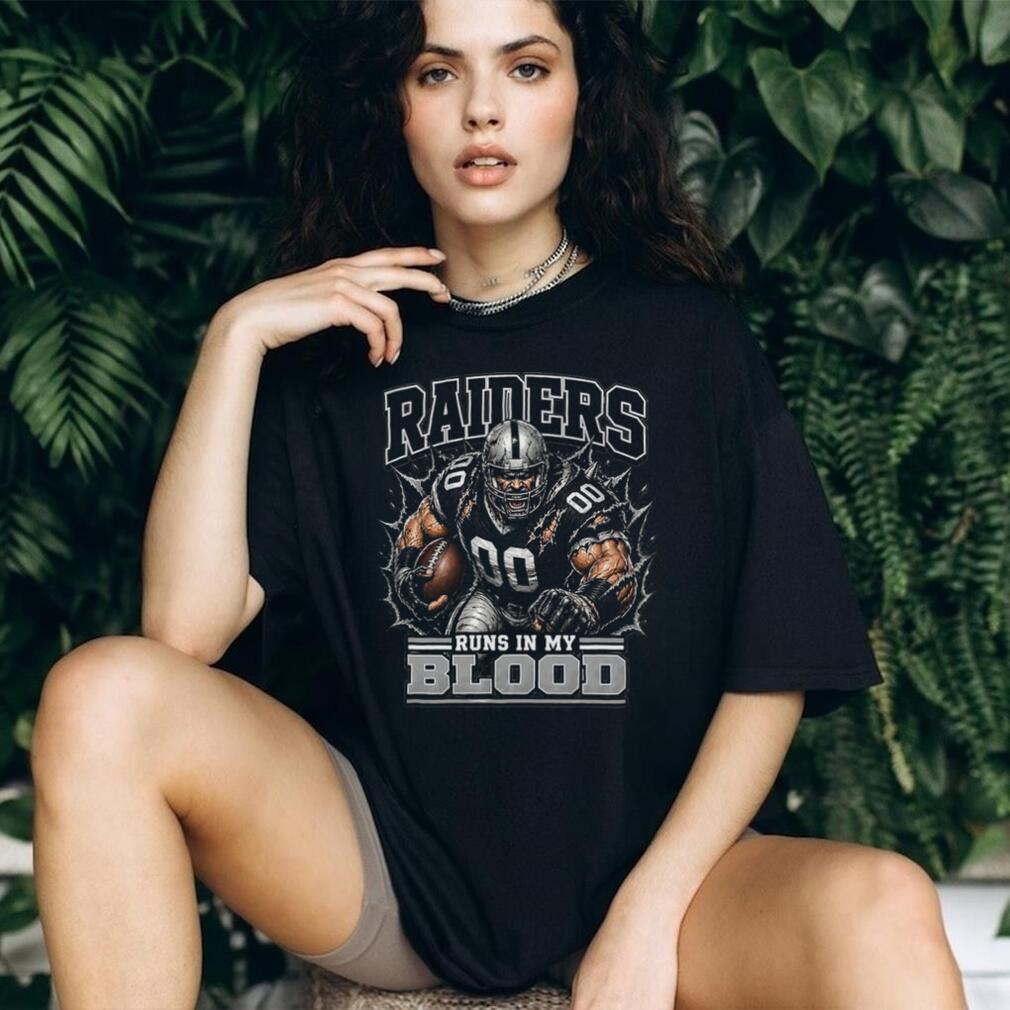 Raiders Football Runs In My Blood Vintage Retro Sports Fan Apparel For Men Women Shirt