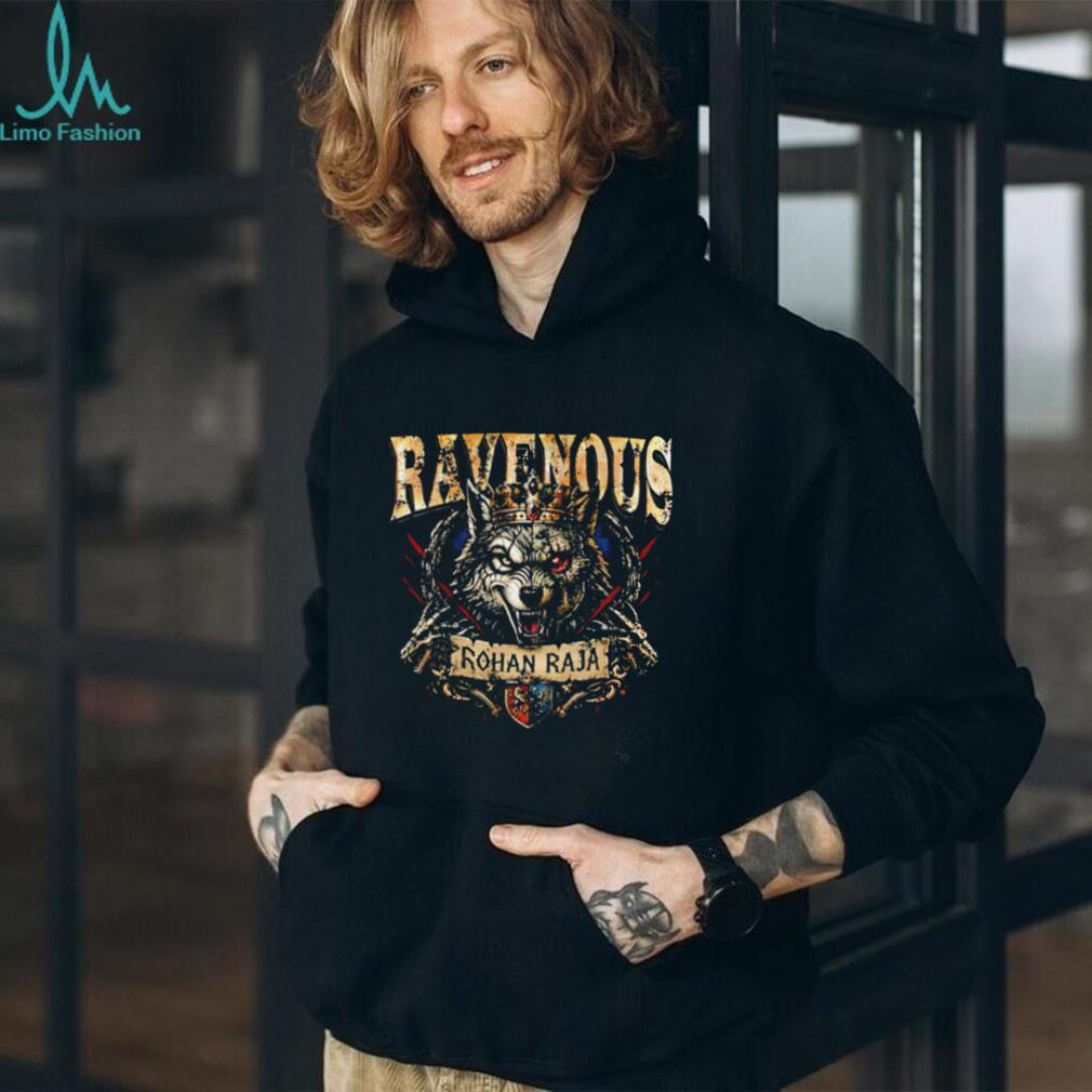 Ravenous Rohan Raja wolf wearing crown illustration shirt