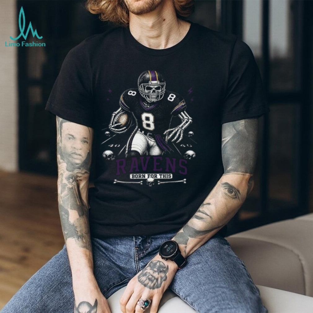 Ravens Football Skull Born For This Retro Vintage Game Day Gift Fans Men Women Shirt