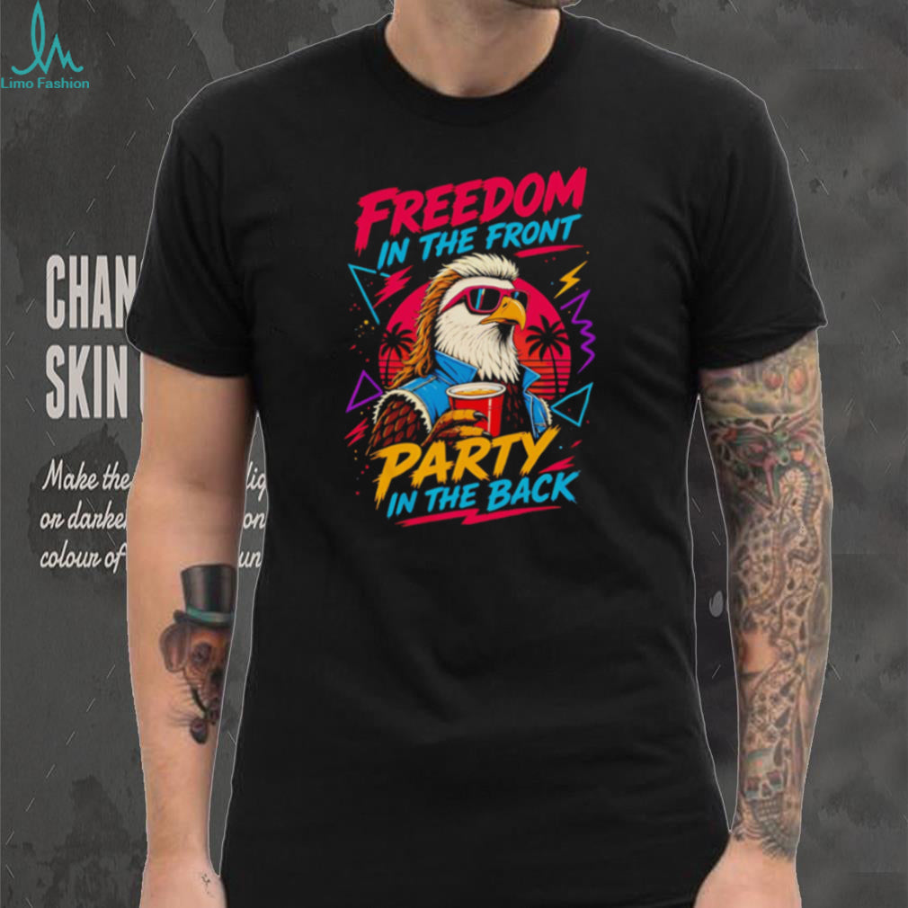 Retro 80s Eagle Mullet Freedom In The Front Party In The Back USA T Shirt
