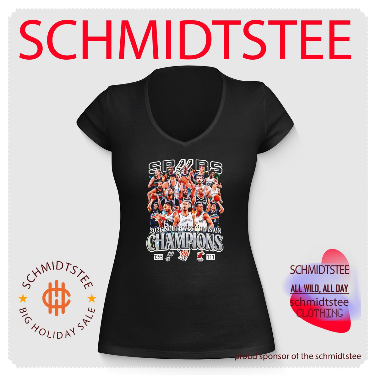San Antonio Spurs 2026 Southwest Division Champions team collage shirt