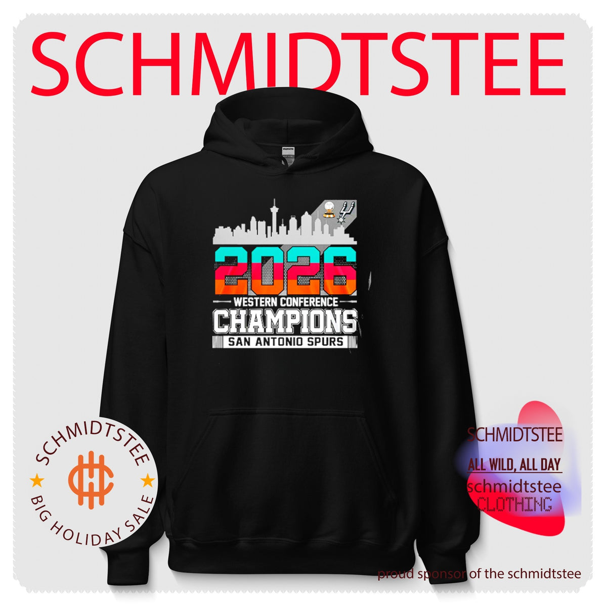 San Antonio Spurs Basketball Western Conference Champions 2026 skyline shirt