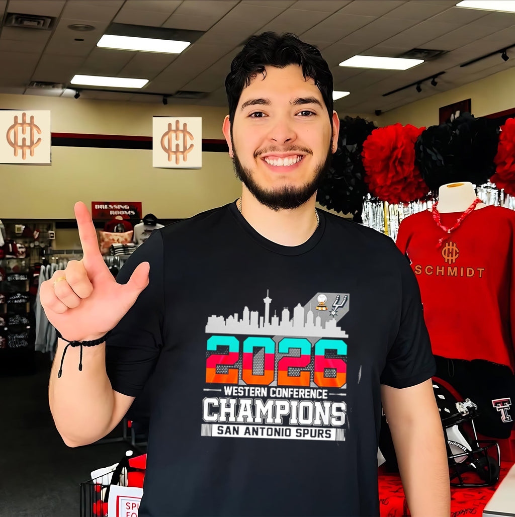 San Antonio Spurs Basketball Western Conference Champions 2026 skyline shirt