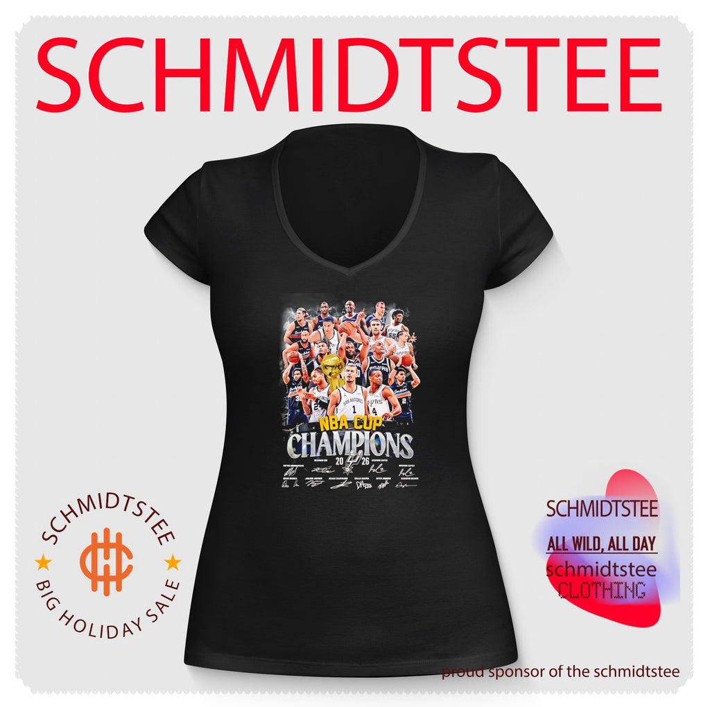 San Antonio Spurs NBA Cup Champions 2026 team collage shirt