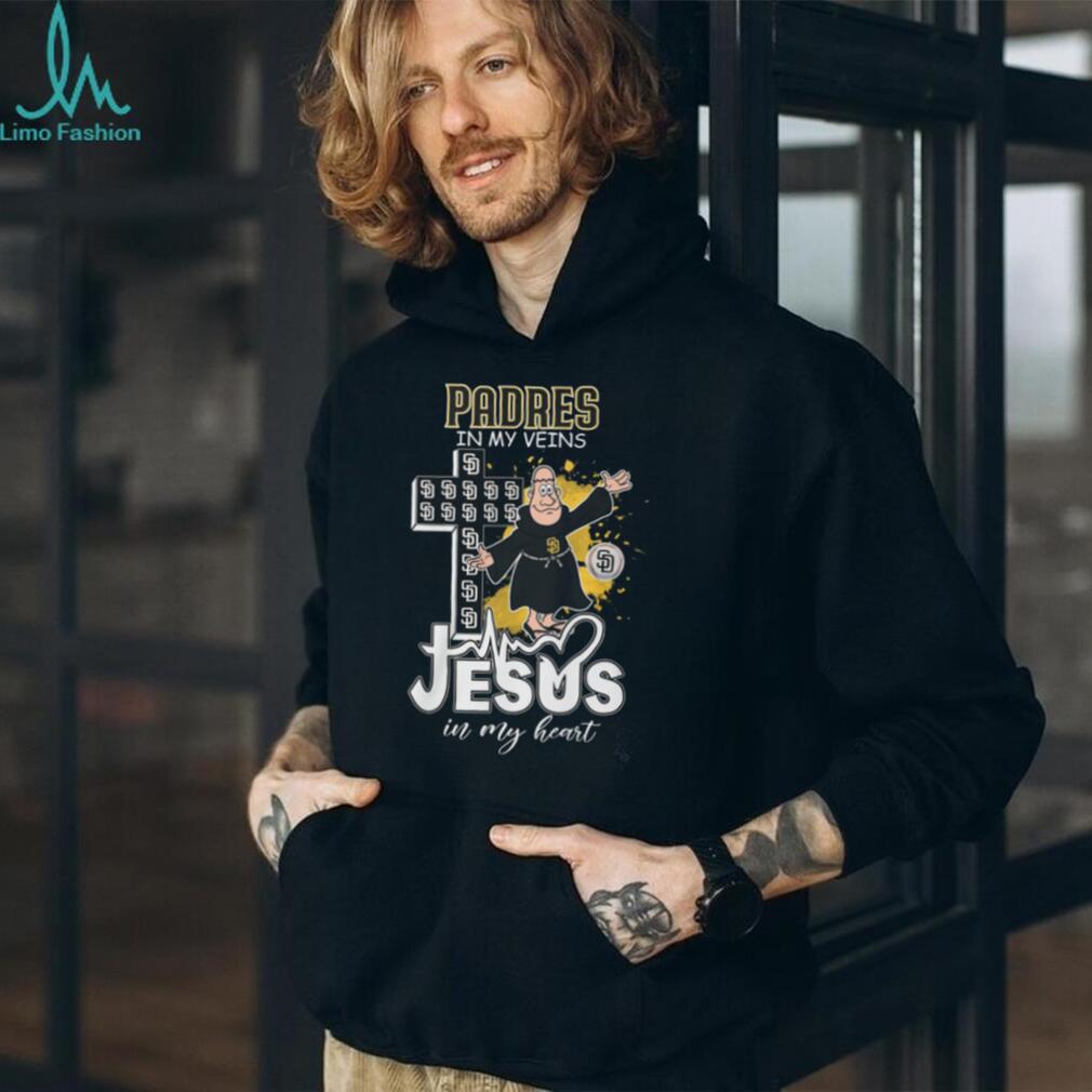 San Diego Padres Religious Fan T Shirt Padres in my Veins Jesus in my Heart Friar Mascot Apparel