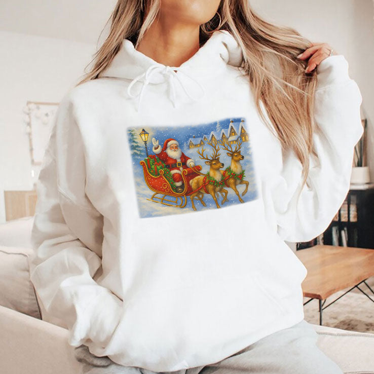 Santa Sleigh Reindeer Christmas T Shirt