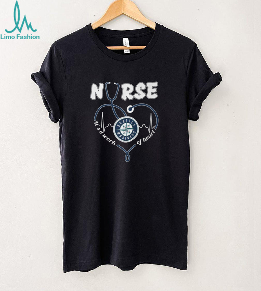Seattle Mariners Baseball Nurse Heart Stethoscope Healthcare Worker Navy Teal T Shirt