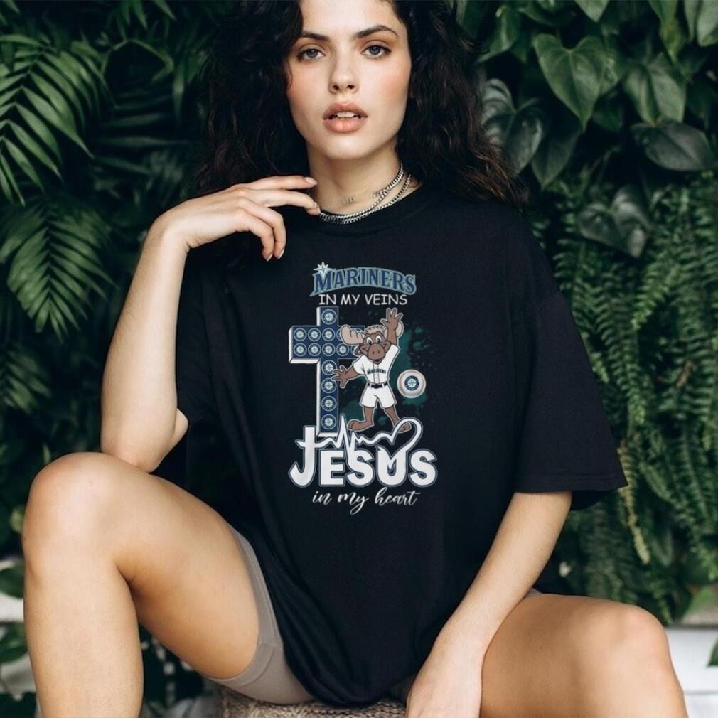 Seattle Mariners Fan Gear Mariner Moose Mascot Jesus in my Heart Christian Baseball T Shirt