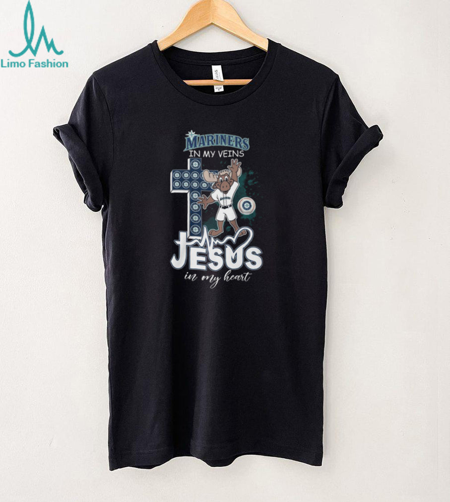 Seattle Mariners MLB Moose Mascot Jesus In My Heart Religious Baseball T Shirt