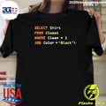 Select Shirt From Closet Where Clean And Color Black Shirt