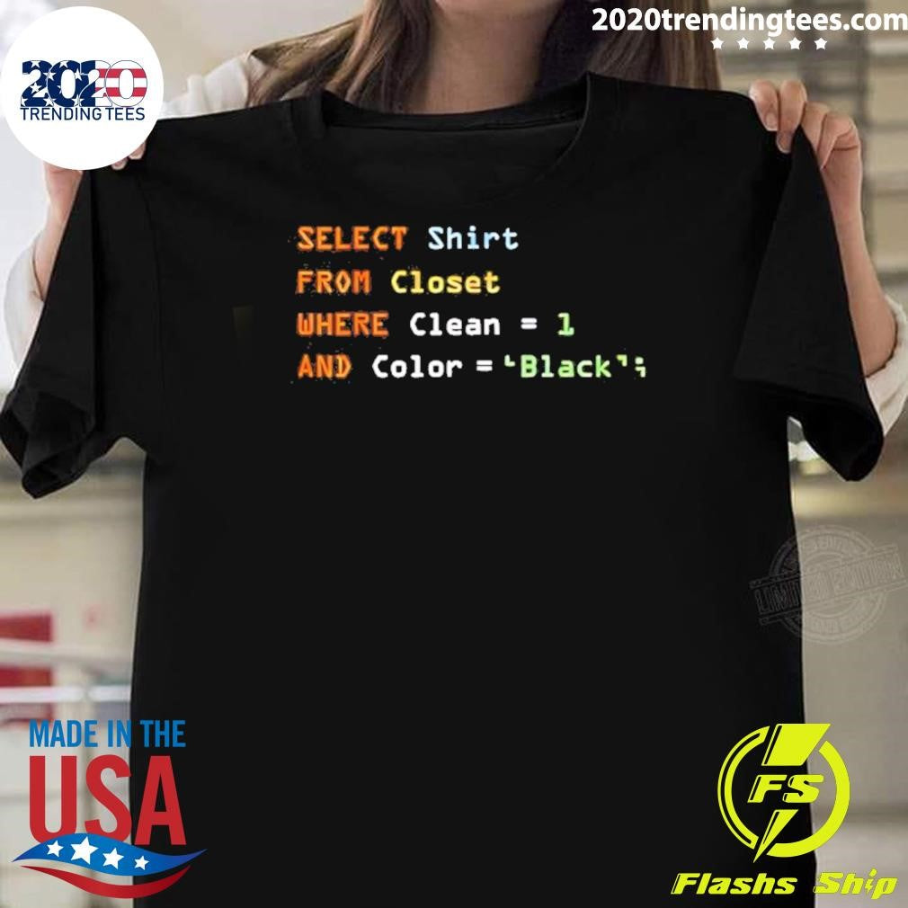 Select Shirt From Closet Where Clean And Color Black Shirt