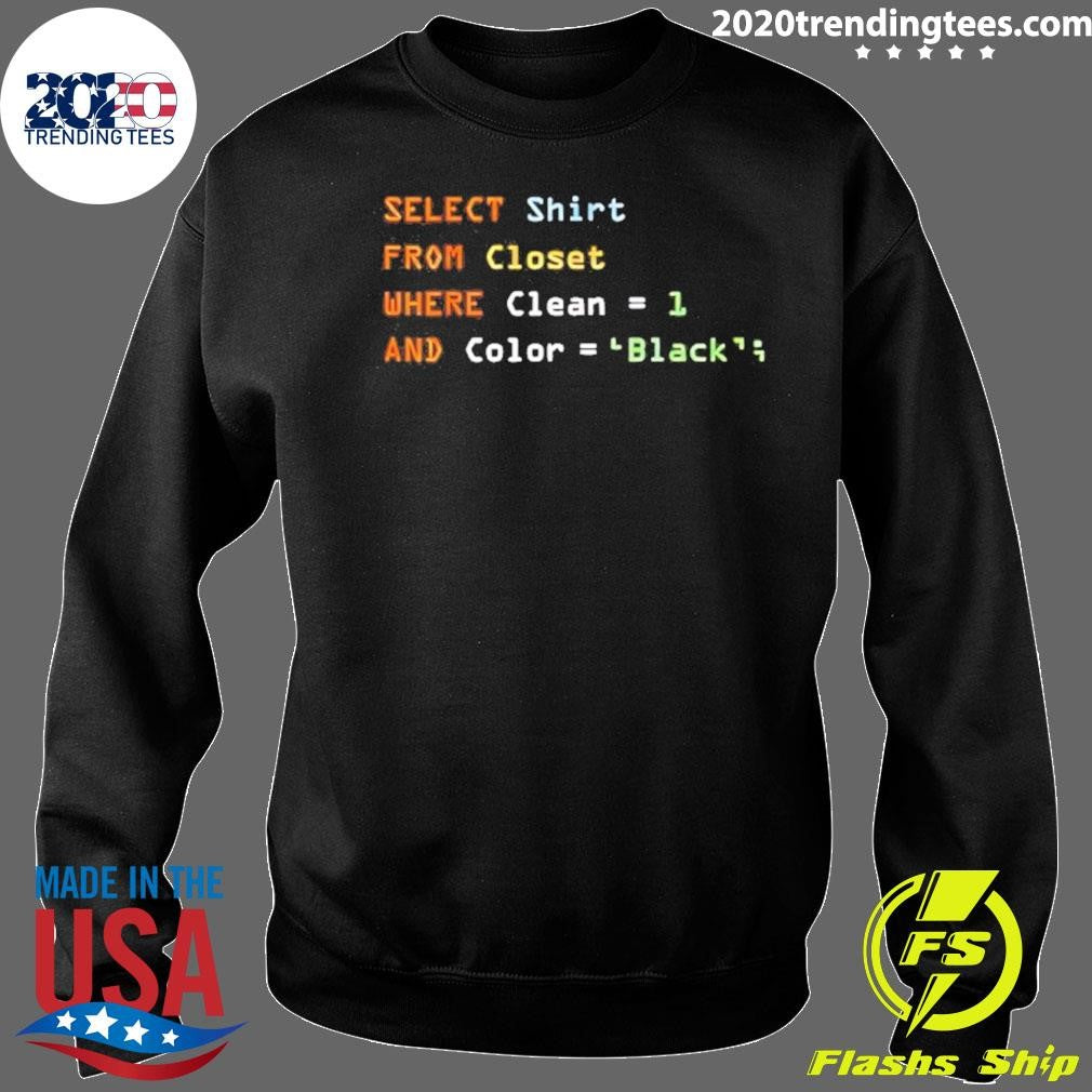 Select Shirt From Closet Where Clean And Color Black Shirt