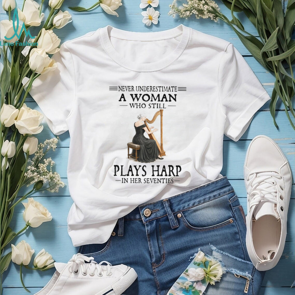 Seventy Year Old Harp Player Woman Musician T Shirt