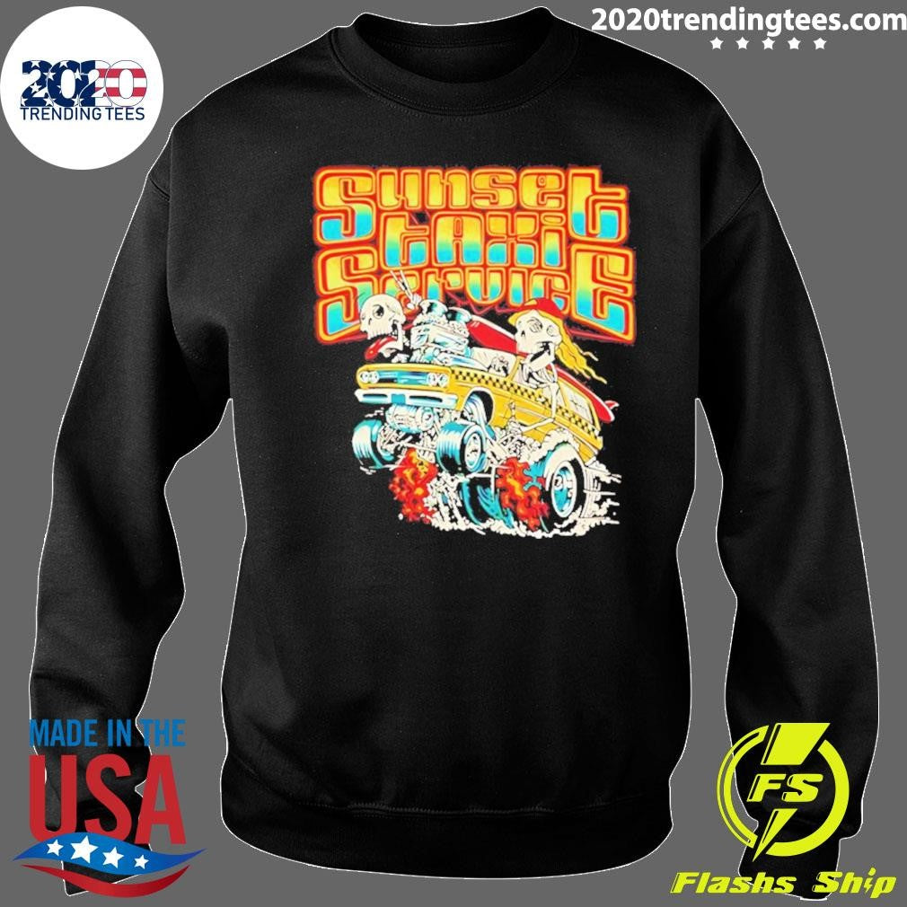 Skeleton Driving Car Sunset Taxi Service Shirt