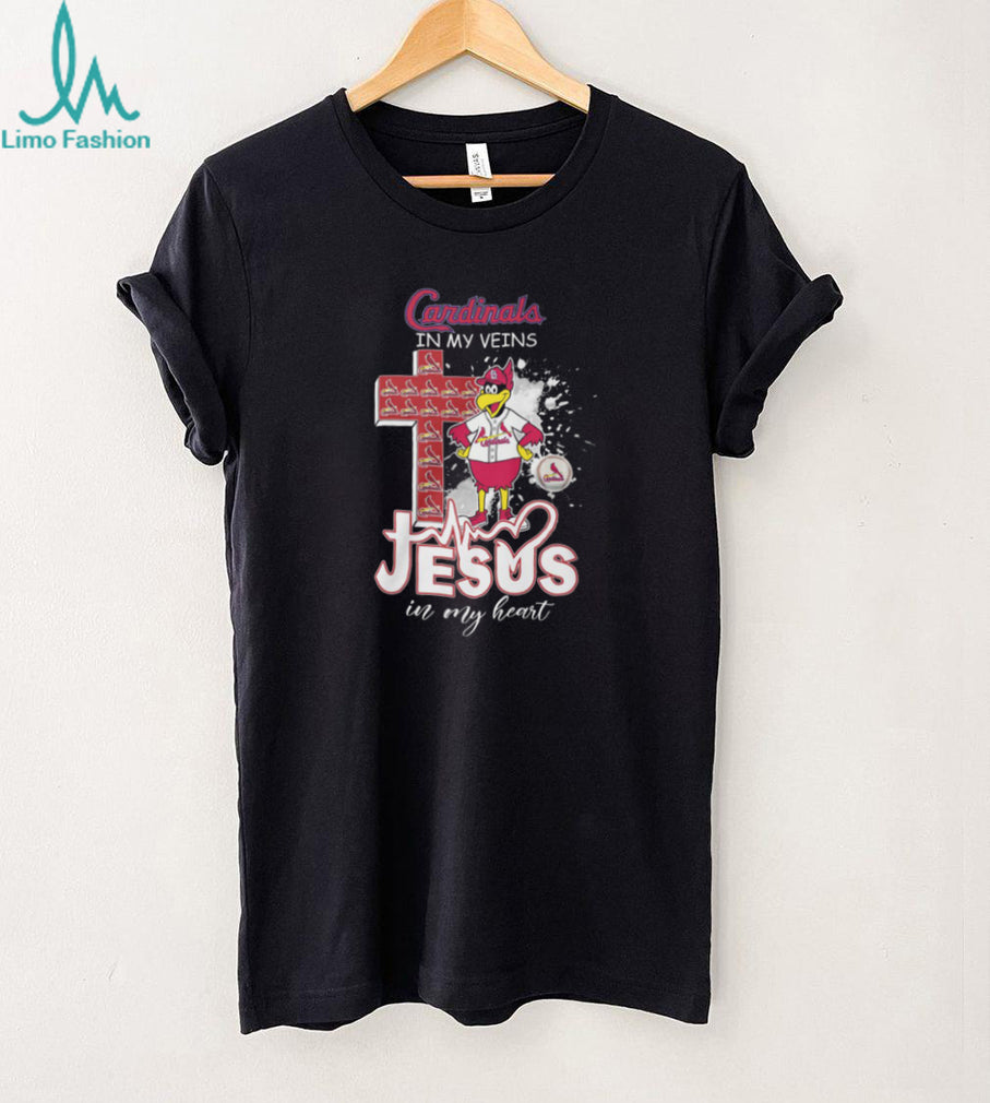 St Louis Cardinals In My Veins Jesus In My Heart Mascot T Shirt