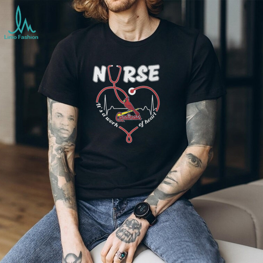 St. Louis Baseball Nurse T Shirt Red Bird Nursing Work of Heart T Shirt