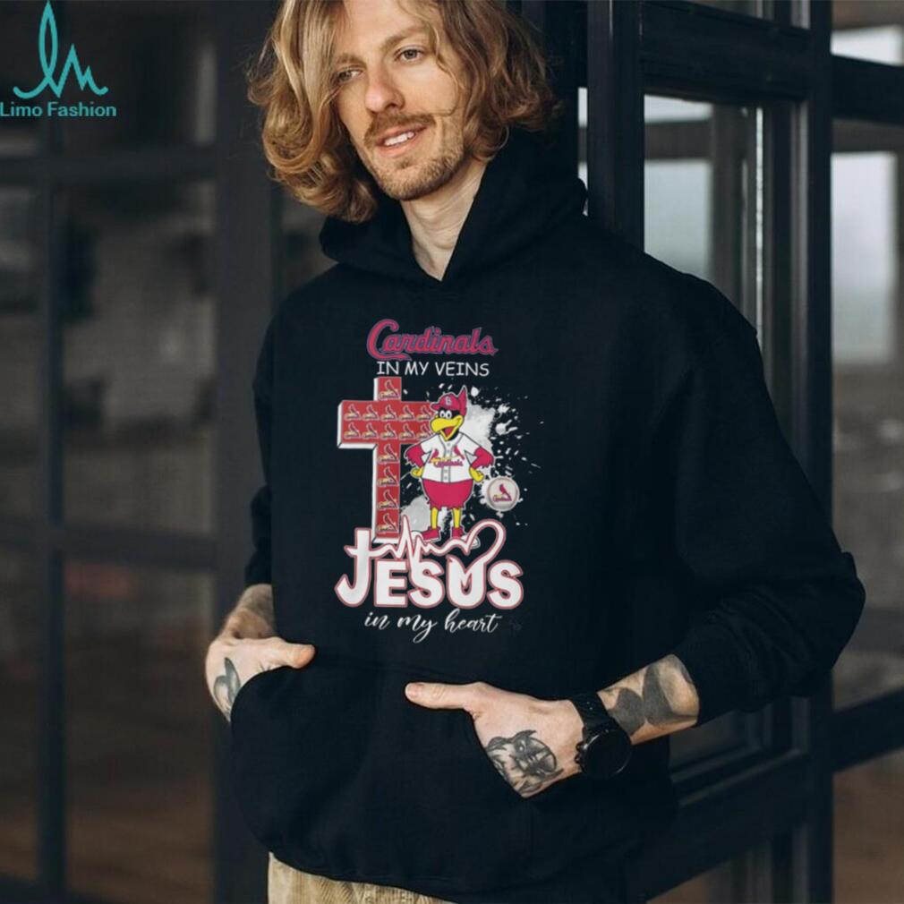 St. Louis Cardinals Christian Fan T Shirt Jesus in my Heart Cardinals in my Veins Baseball T Shirt