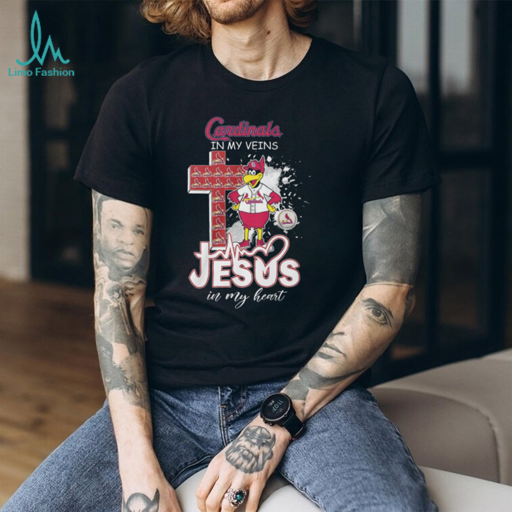 St. Louis Cardinals Christian Fan T Shirt Jesus in my Heart Cardinals in my Veins Baseball T Shirt