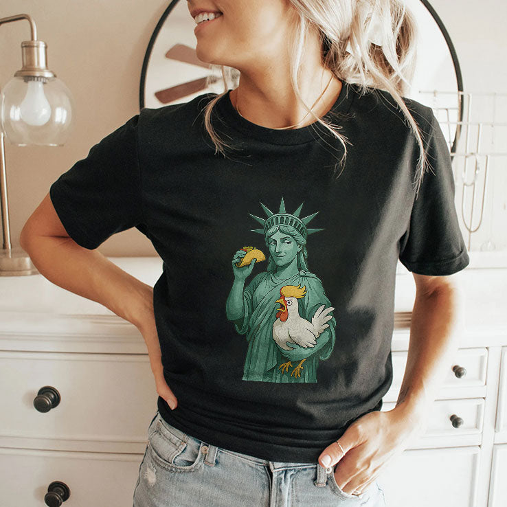 Statue Of Liberty TACO Trump Always Chickens Out Funny 2025 T Shirt