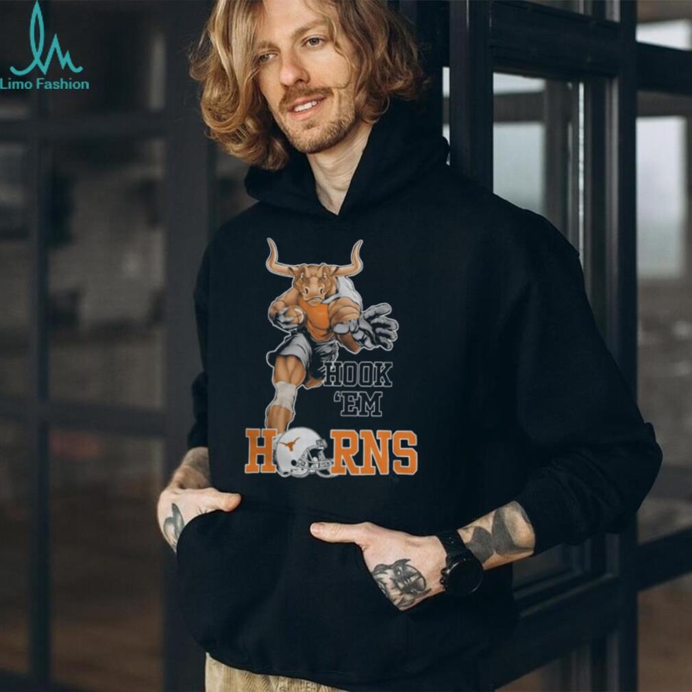 Texas Longhorns Hook ‘Em Horns Football Mascot Action Graphic T Shirt
